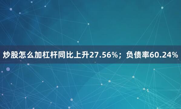 炒股怎么加杠杆同比上升27.56%；负债率60.24%